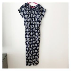 Crewcuts Navy and White Elephant-Print Girls' Jumpsuit with Pockets